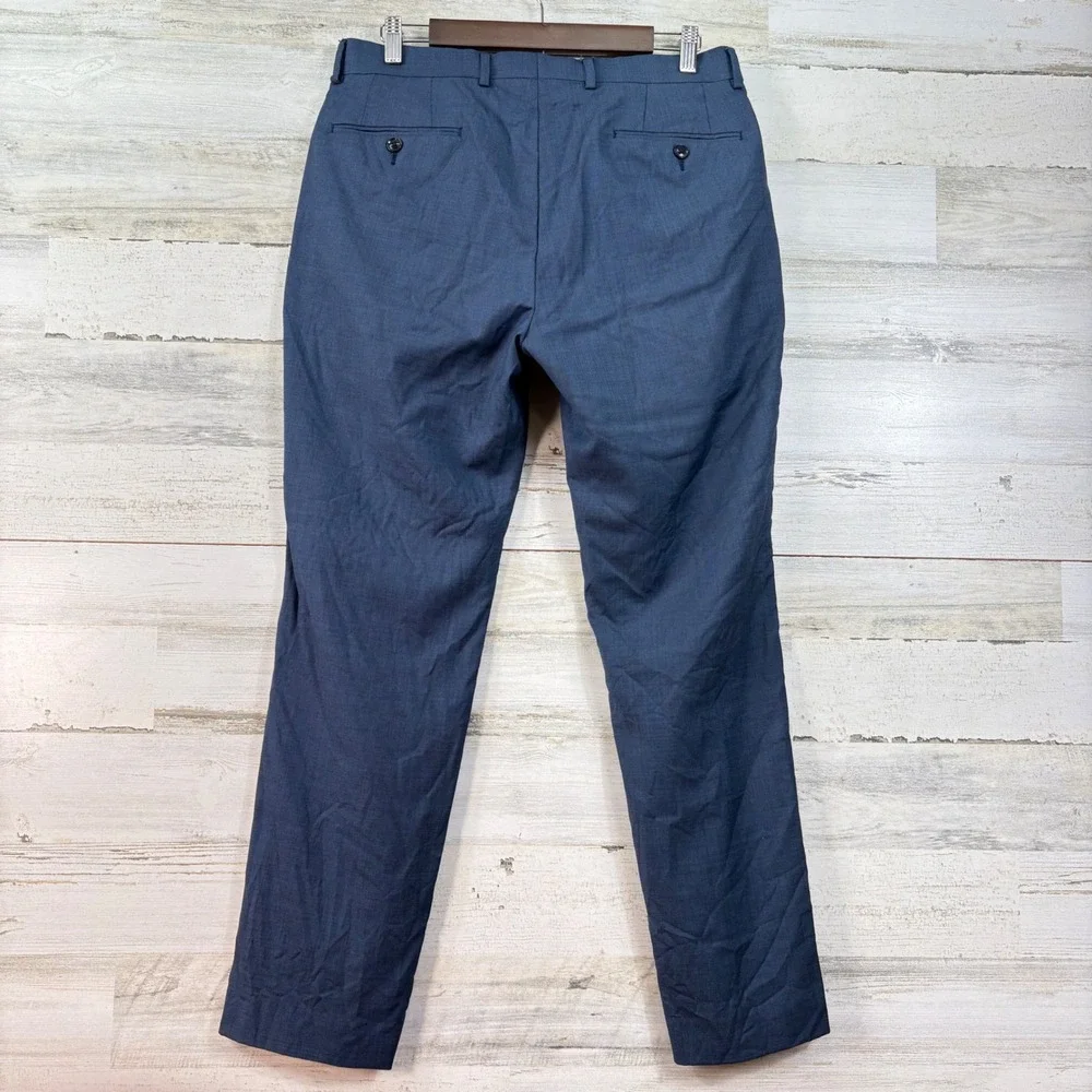 Calvin‎ Klein X Slim Fit Mens Blue 100% Wool Dress Pants 32x29 Flat Front
